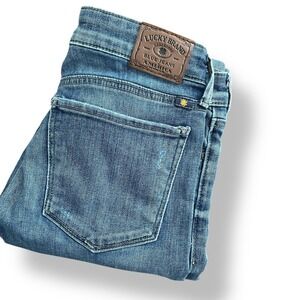 Lucky Brand Ava Skinny Jeans Women's Size 2/26R Denim Blue Distressed Wash